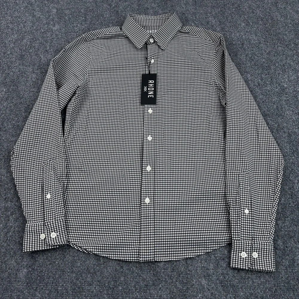 NEW Rhone‎ Commuter Shirt Slim Fit Men's Small Orso Brown Check Gingham Stretch